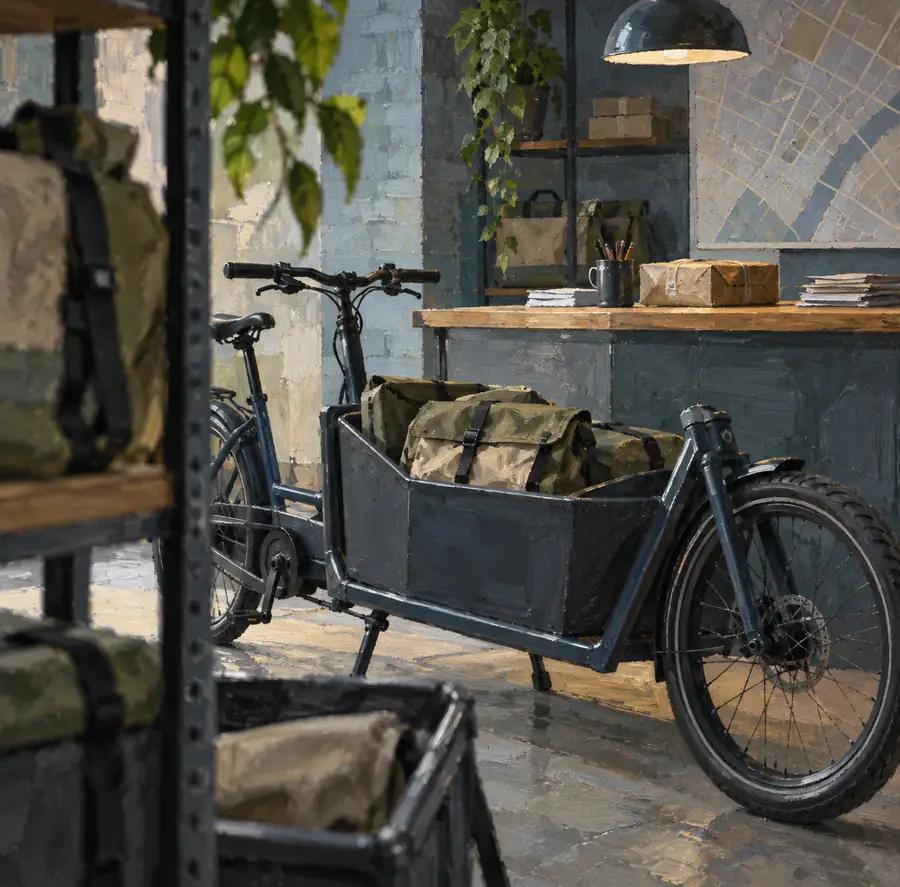 Illustration of courier businesses equipment and workspace