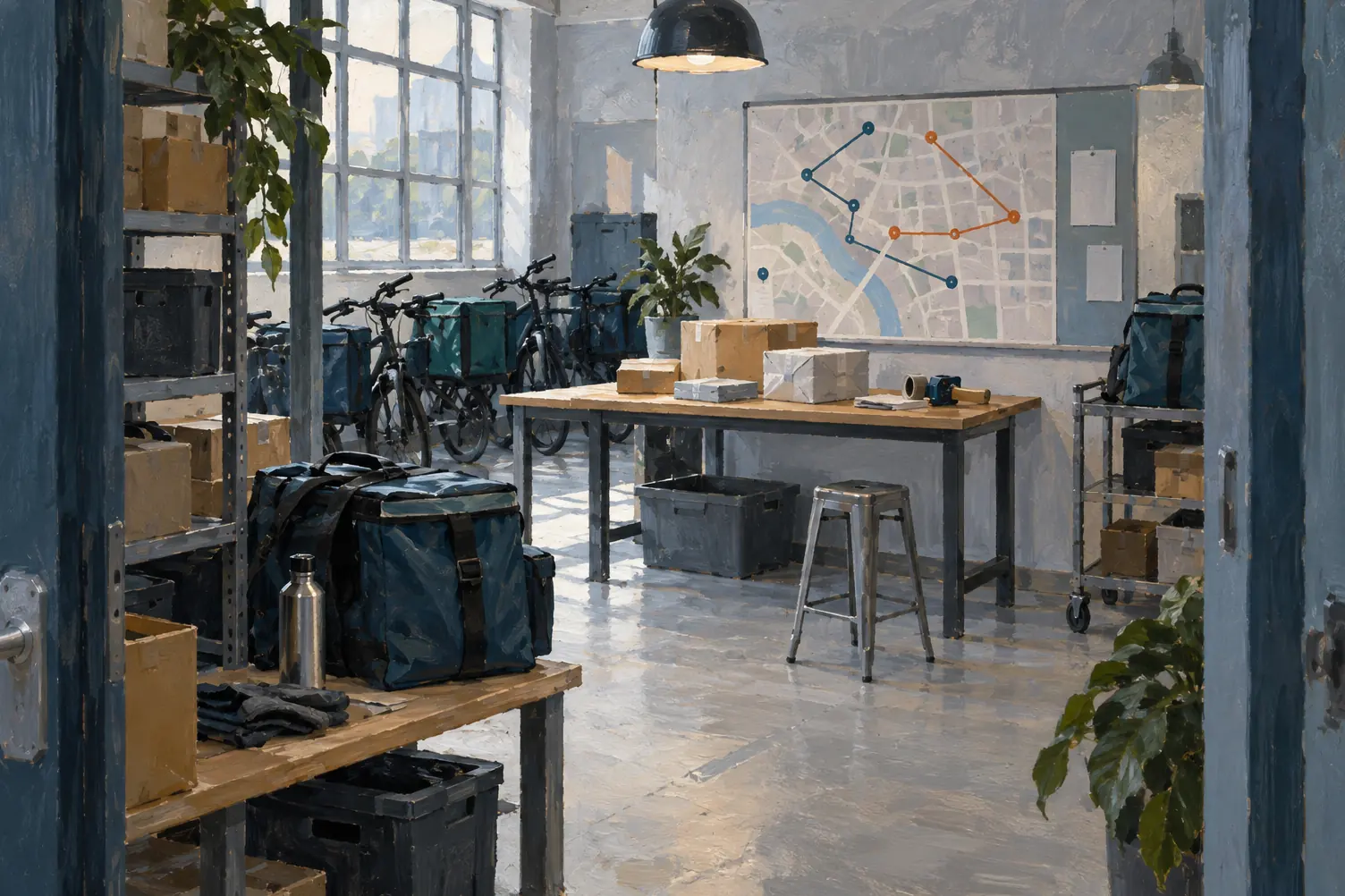 Illustration of courier businesses and their working space