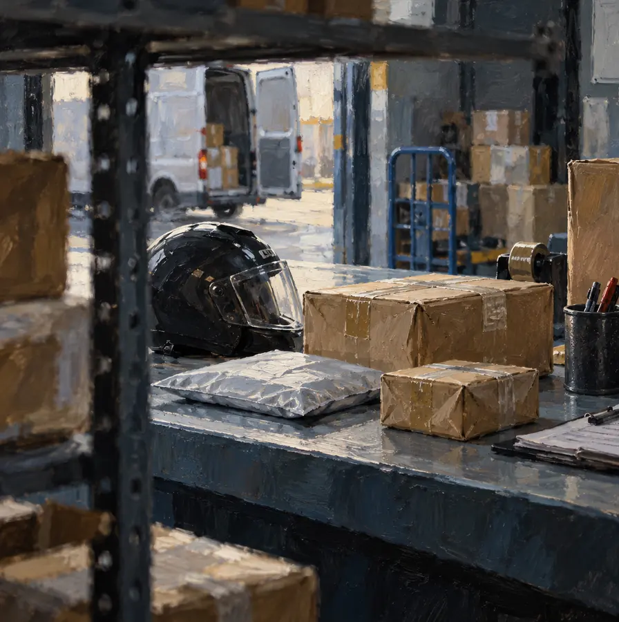 Illustration of courier businesses equipment and workspace